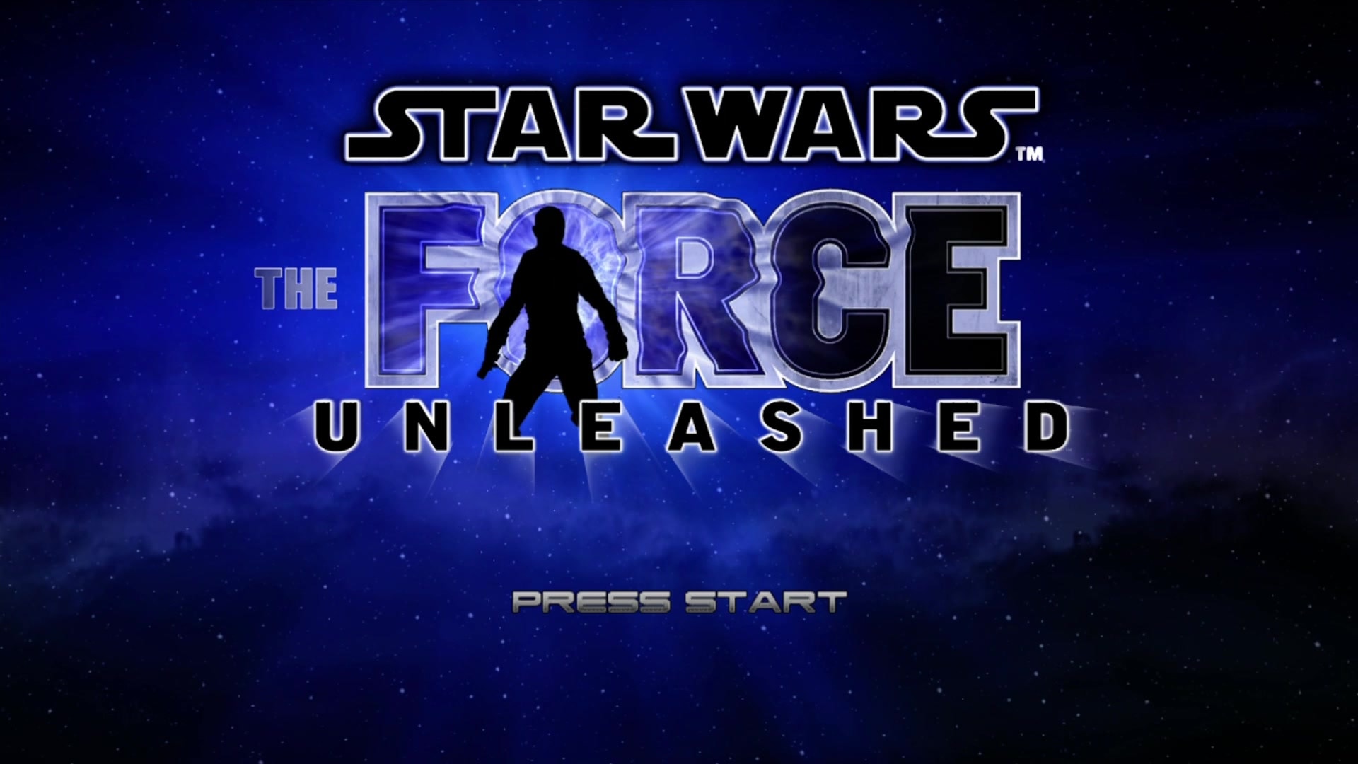 Star Wars The Force Unleashed title screen for Xbox 360